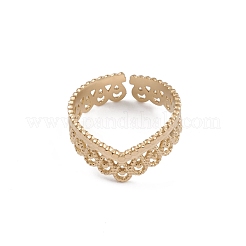 Bague ouverte en acier inoxydable 304 avec placage ionique (IP) pour femme&nbsp;RJEW-G285-04G