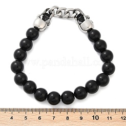 Punk-Stil Totenkopf 304 Edelstahl Glasperlen Armbänder für Frauen Männer&nbsp;BJEW-D304-04AS-01