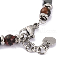 Bracciale con perline rotonde in rodocrosite naturale e ematite sintetica magnetica&nbsp;X-BJEW-P339-02P-09