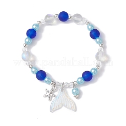 Braccialetto elasticizzato con perline imitazione perla in plastica ABS e vetro&nbsp;BJEW-JB09747