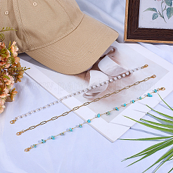 6 chaîne de casquette de baseball en perles synthétiques turquoise et 3 styles&nbsp;AJEW-SC0003-55