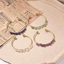 Bracciale rigido con polsino avvolgente con perline in pietra mista naturale&nbsp;BJEW-JB07263