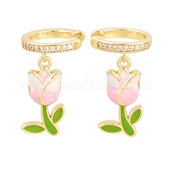 Boucles d'oreilles manchette en laiton et zircon cubique transparent pour la Saint-Valentin&nbsp;EJEW-Z164-09G-03