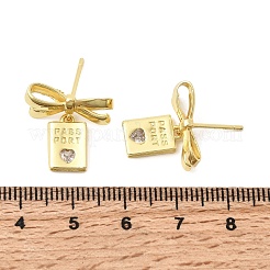 Ohrstecker mit Hängeohrring aus Messing mit Mikropavé-Fassung aus Zirkonia&nbsp;EJEW-H180-20B-G