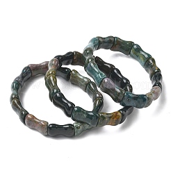 Bracelets extensibles en perles de bambou et d'agate indienne naturelle pour femmes et hommes&nbsp;BJEW-K304-01A