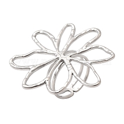 Anillos de acero inoxidable 304 con diseño de flores para mujer&nbsp;RJEW-A105-02P