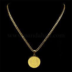 Colliers pour hommes avec pendentif Sainte Thérèse en acier inoxydable 304 et chaîne cubaine&nbsp;FS-WG81751-01