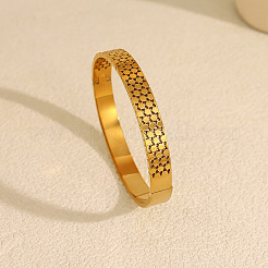 Bracciali rigidi da donna in acciaio inossidabile 304 con cerniera e struttura a nido d'ape cava.&nbsp;WG2AC81-01