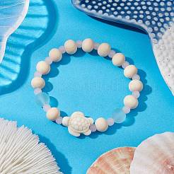 Bracelets extensibles en turquoise synthétique et perles de bois et de verre pour garçons et filles&nbsp;BJEW-JB11129-01