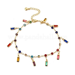 Böhmische Fußkettchen aus Messing und Acryl mit flachen&nbsp;AJEW-Z046-03G