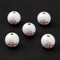 Perles européennes en bois naturel imprimées&nbsp;WOOD-C015-09C