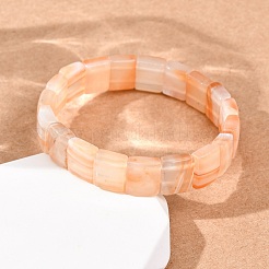 Braccialetti elastici con perline sfaccettate in corniola naturale tinta e riscaldata per donna&nbsp;BJEW-K251-08E