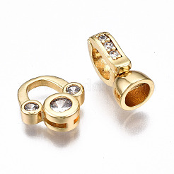 Messing Micro Pave klare Zirkonia Falte über Verschlüsse&nbsp;KK-T063-61G-NF