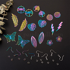 Kits para hacer pendientes de acero inoxidable con filigranas de colores&nbsp;DIY-BT0001-16MC