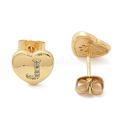 Boucles d'oreilles en laiton plaqué micro pavé de zircons cubiques transparents&nbsp;EJEW-K299-01G-J