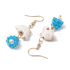 Orecchini pendenti in vetro conchiglia&nbsp;EJEW-MZ00424-02