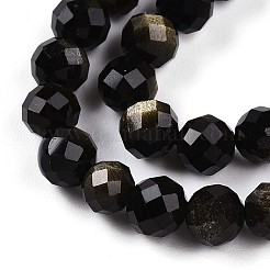 Natürliche goldenen Glanz Obsidian Perlen Stränge&nbsp;G-S345-6mm-20