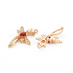 Ciondoli in ottone con placcatura a cremagliera con micro pavé di zirconi chiari&nbsp;KK-T060-66C-RS