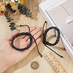 2 Stück geflochtene Armbänder aus PU-Lederschnur für Männer und Frauen&nbsp;BJEW-CL0001-37A