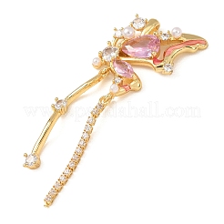 Grandi ciondoli in ottone con zirconi rosa&nbsp;KK-E803-06G