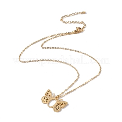 Lettre initiale avec collier pendentif papillon&nbsp;NJEW-C026-01G-O