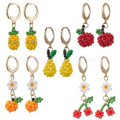 Pendientes de aro con forma de fruta y cuentas de semillas de vidrio&nbsp;EJEW-MZ00340