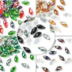 30 pièces 3 couleurs galvanoplastie perles de larme à facettes en verre&nbsp;EGLA-YW0001-86A