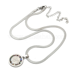 201 Edelstahl flache runde Anhänger flache Schlangenkette Halsketten für Männer&nbsp;NJEW-S387-04P