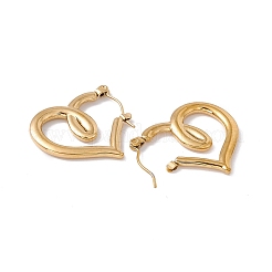 Boucles d'oreilles créoles en acier inoxydable 304 plaqué ionique (IP) en forme de cœur pour femmes&nbsp;EJEW-E199-12G