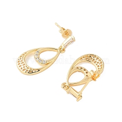 Orecchini pendenti in zircone chiaro con micro pavè di zirconi in ottone&nbsp;EJEW-M103-10G