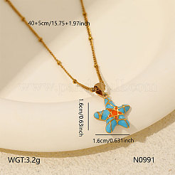 Collares con colgante de estrella de mar esmaltada en acero inoxidable 304 con diseño oceánico&nbsp;WG07709-01
