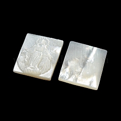 Geschnitzte natürliche weiße Muschel-Cabochons&nbsp;SSHEL-N038-07-06