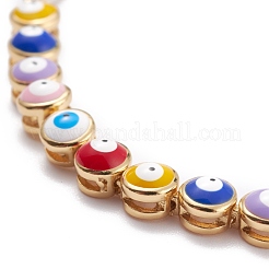 Böse Augen Emaille Gliederarmbänder für Mädchen Frauen&nbsp;BJEW-F417-17I-G-RS