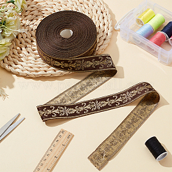 Rubans jacquard fleurs en polyester 24 m&nbsp;OCOR-WH0045-22B