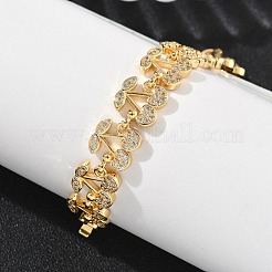 Bracelets à chaîne en laiton cerise avec micro pavé de zircones cubiques&nbsp;BJEW-L703-01B-G