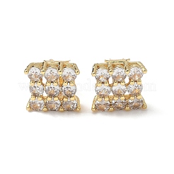 Latón micro pave pendientes de clip de circonio cúbico transparente&nbsp;EJEW-A132-02C-G