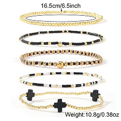 5 bracelet extensible en perles de laiton et résine (5 styles différents)&nbsp;FP8271-1