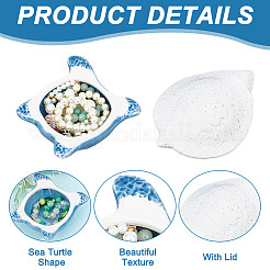 Pot de rangement en porcelaine de style océan avec couvercle&nbsp;AJEW-WH0348-180B