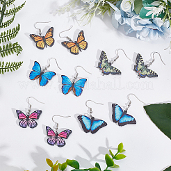 6 Paar 6 Stile Acryl Schmetterling Ohrhänger&nbsp;EJEW-AN0001-07