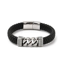 1 Stück geflochtene Lederarmband für Männer&nbsp;BJEW-DJ0001-13