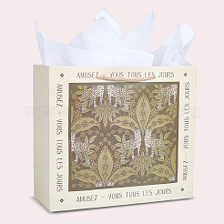 1 sac fourre-tout rectangulaire en papier imprimé feuilles rétro français&nbsp;ABAG-SP0001-29A