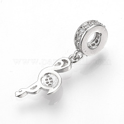Charms pendenti europei in ottone con micro pavé di zirconi cubici&nbsp;X-ZIRC-T002-36P