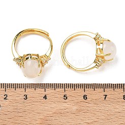 Offene Manschettenringe aus Messing mit Mikropavé-Fassung aus Zirkonia und natürlichem Quarzkristall&nbsp;RJEW-T035-01G-G