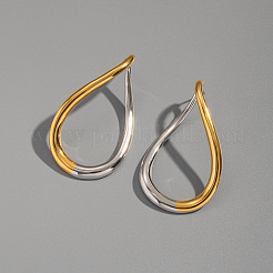 Boucles d'oreilles à tige en forme de larme creuse bicolore en acier inoxydable 304&nbsp;UK5344
