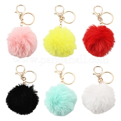 Llavero con pompón de piel sintética de conejo&nbsp;KEYC-FS00031-01