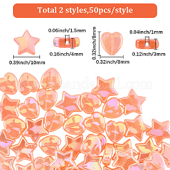 100pcs 2 Arten transparente Acrylperlen&nbsp;OACR-SC0002-41A
