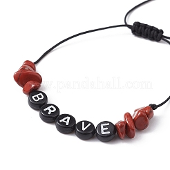 Bracelets de perles tressées en jaspe rouge naturel&nbsp;BJEW-JB09608-01