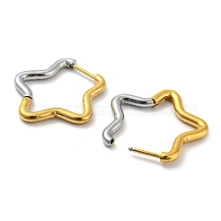 Boucles d'oreilles créoles bicolores en acier inoxydable 304&nbsp;EJEW-K257-02D-GP
