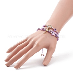 3pcs 3 Stil Harz böser Blick geflochtene Perlenarmbänder Set&nbsp;BJEW-JB08811