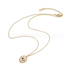 Halsketten mit ovalem Anhänger aus 304 Edelstahl mit natürlichem Lapislazuli und Stern für Damen&nbsp;NJEW-Z055-05G